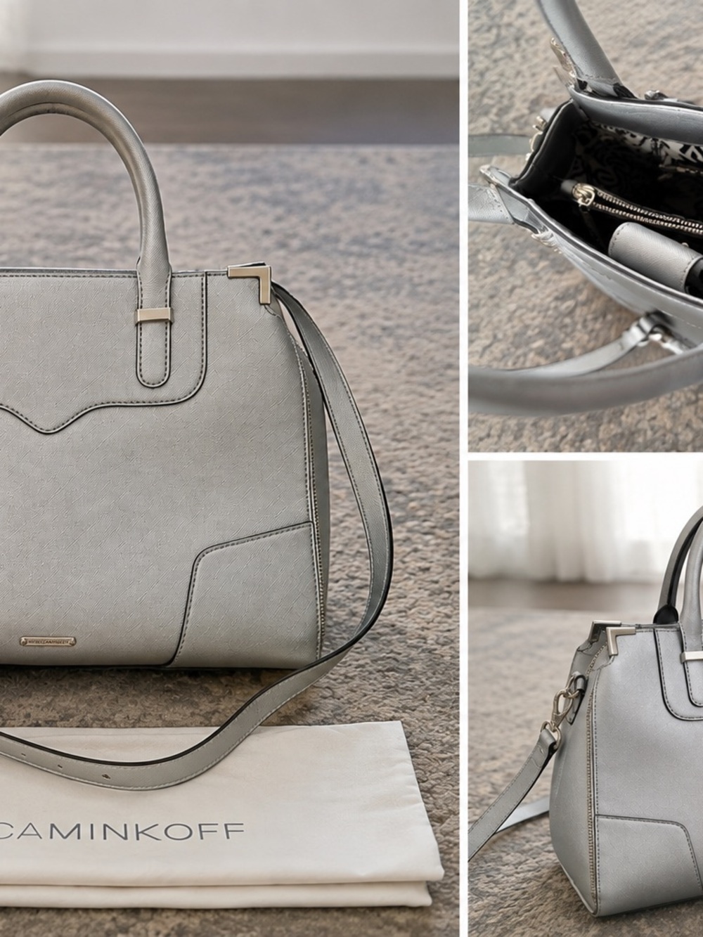 Rebecca Minkoff Light Gray Saffiano Satchel Shoulder Bag